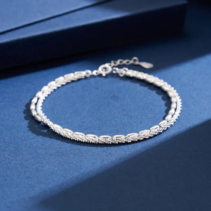 1 Piece 925 Sterling Silver Lines Sparkly 18K Gold Plated White Gold Plated 925 sterling silver Rice Bead Chain Cauliflower necklace Bracelets