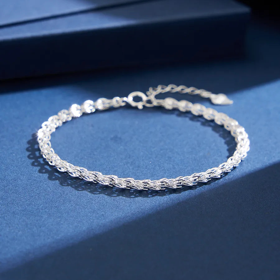 1 Piece 925 Sterling Silver Geometric Lines 18K Gold Plated White Gold Plated 925 sterling silver Phoenix Tail Chain Bracelets