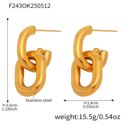 1 Pair Casual Elegant Hip-Hop Geometric Polishing Plating 304 Stainless Steel 18K Gold Plated Earrings