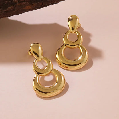 1 Pair IG Style Exaggerated Simple Style Irregular Geometric Round Irregular Hollow Out 304 Stainless Steel Imitation Gold  Ear Studs