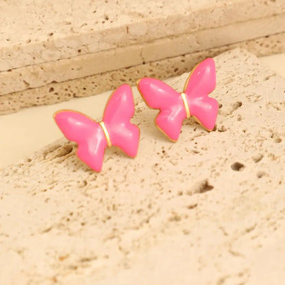 1 Pair IG Style Fairy Style Romantic Leaves Butterfly 304 Stainless Steel Ear Studs