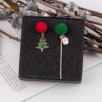 1 Pair Christmas Cute Streetwear Christmas Tree Santa Claus Star Plating Alloy Drop Earrings