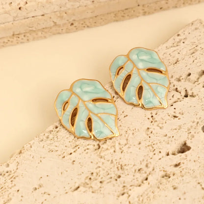 1 Pair IG Style Fairy Style Romantic Leaves Butterfly 304 Stainless Steel Ear Studs