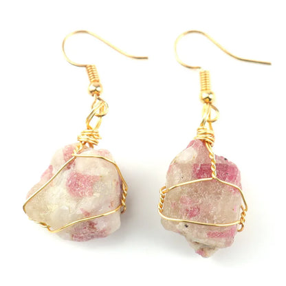 1 pair simple style irregular asymmetrical plating natural stone metal drop earrings