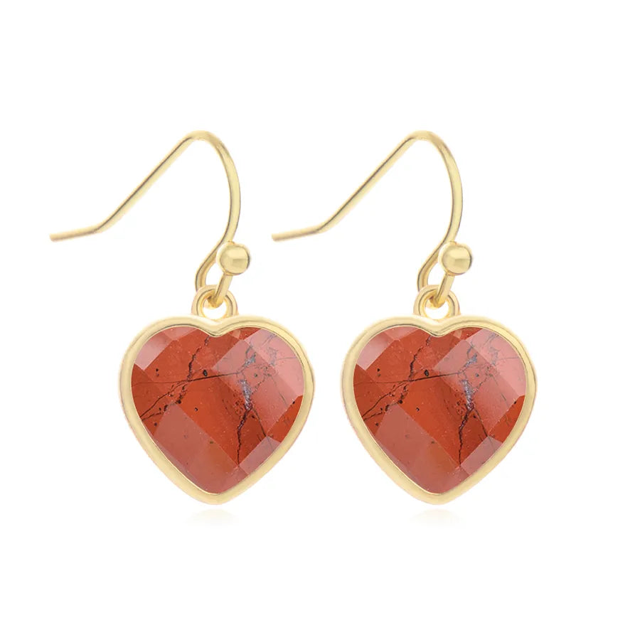 1 Piece and 1 Pack Cute Modern Style Shiny Heart Shape natural stone Copper Drop Earrings