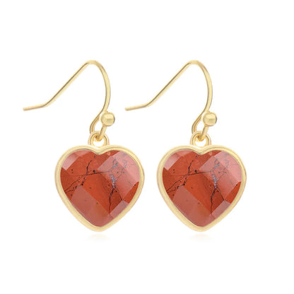 1 Piece and 1 Pack Cute Modern Style Shiny Heart Shape natural stone Copper Drop Earrings