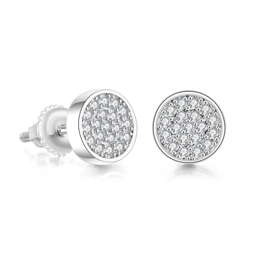 1 Pair Casual Hip-Hop Punk Circle Plating Inlay Copper Artificial Crystal Zircon 14K Gold Plated White Gold Plated Ear Studs