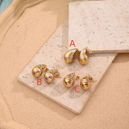 1 Pair/Package Casual Elegant Stripe Water Droplets Mixed Metal 304 Stainless Steel Butterfly Backs Ear Studs