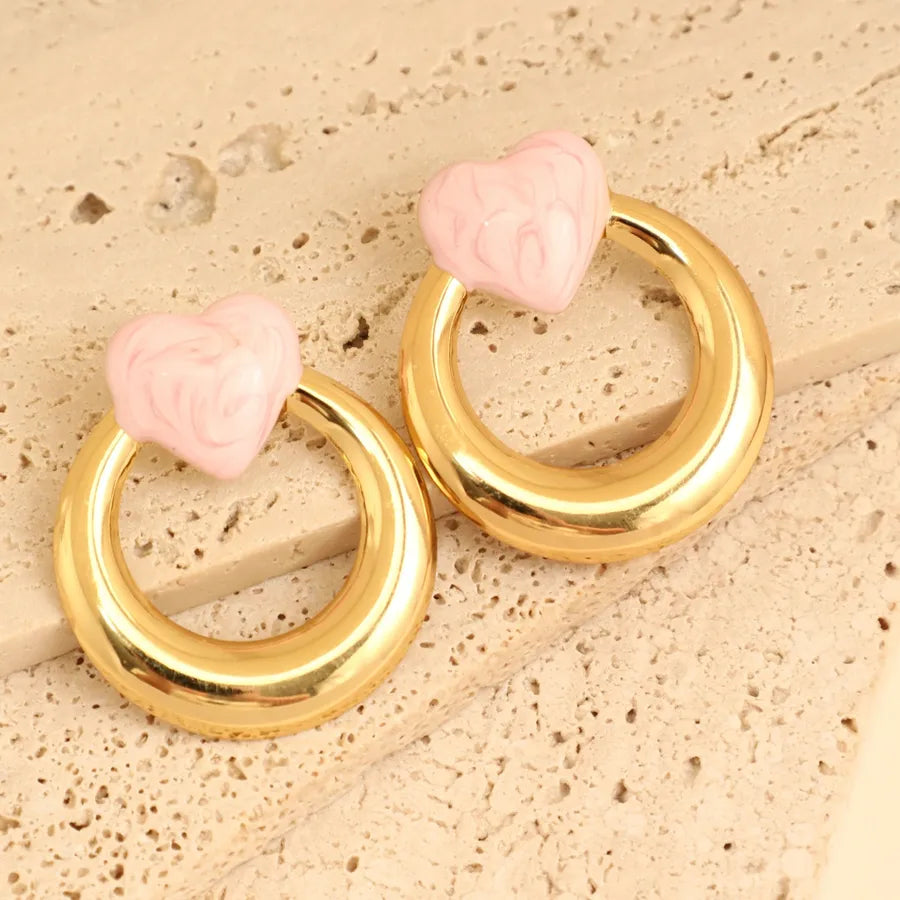 1 Pair Elegant French Style Sweet Heart Shape Bow Knot 304 Stainless Steel Ear Studs