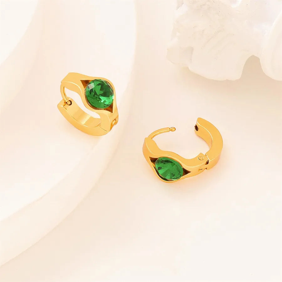 1 Pair Elegant Shiny Solid Color 304 Stainless Steel Earrings