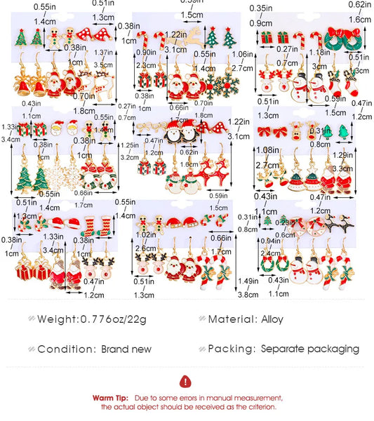 1 Pair Christmas Cute Christmas Tree Santa Claus Elk Plating Alloy Drop Earrings