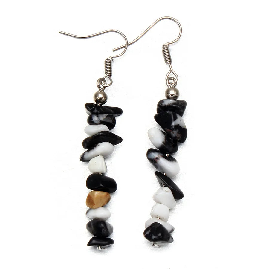 1 pair retro irregular plating natural stone drop earrings