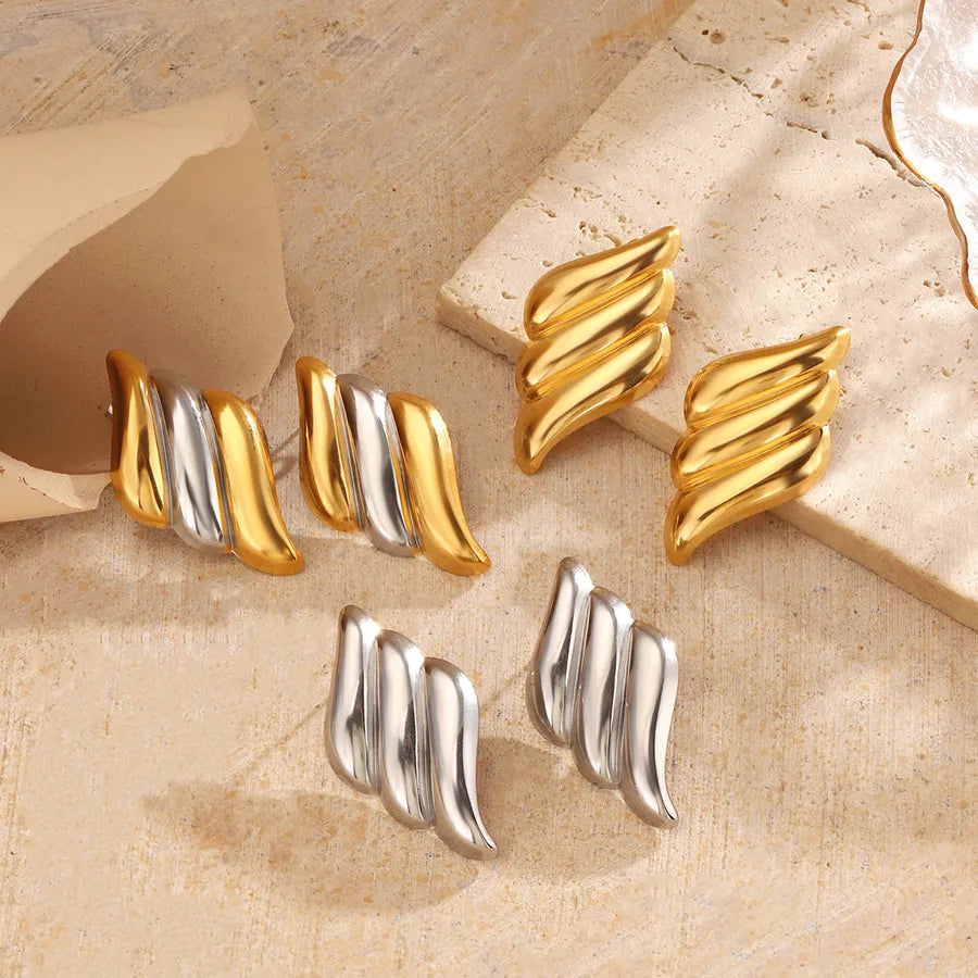 1 Pair Casual Cute Simple Style Wings 304 Stainless Steel 18K Gold Plated Ear Studs