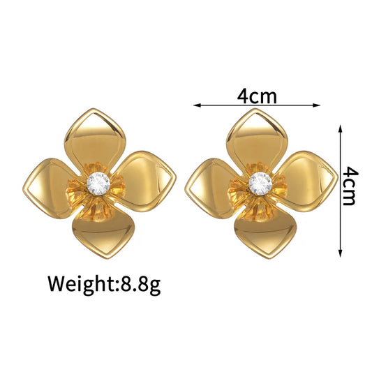 1 Pair Princess Cute Flower Inlay 304 Stainless Steel Zircon Ear Studs