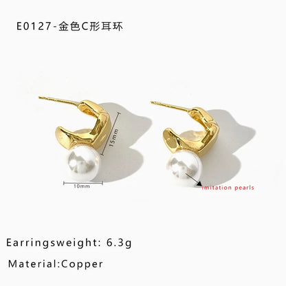 1 Pair IG Style Baroque Style Geometric Irregular 316L Stainless Steel  Copper Imitation Pearl Freshwater Pearl 14K Gold Plated 18K Gold Plated Drop Earrings Ear Studs