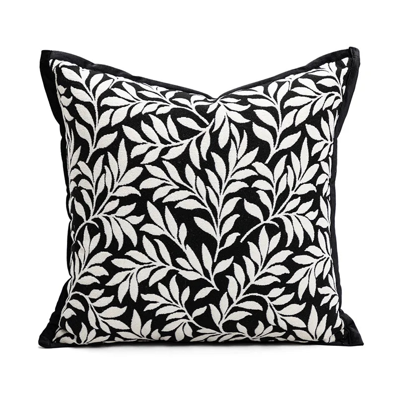 Modern Minimalist Refreshing Black White Sofa Pillow Backlight Luxury Bedside Cushion Cover Stripe Plant Floral Heart Shape Pattern