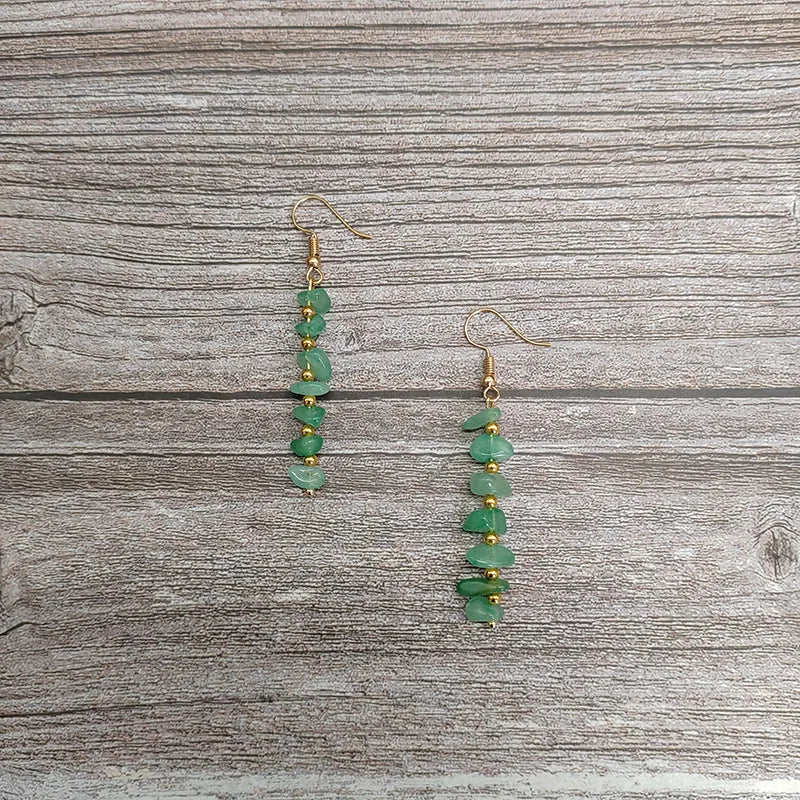 1 pair ethnic style geometric natural stone drop earrings