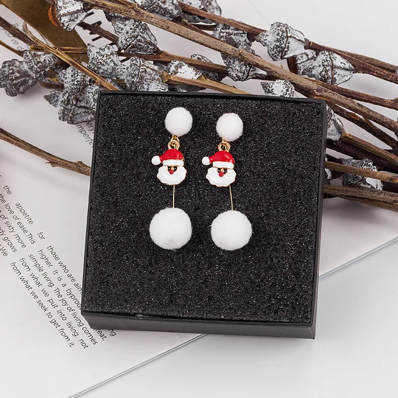 1 Pair Christmas Cute Streetwear Christmas Tree Santa Claus Star Plating Alloy Drop Earrings