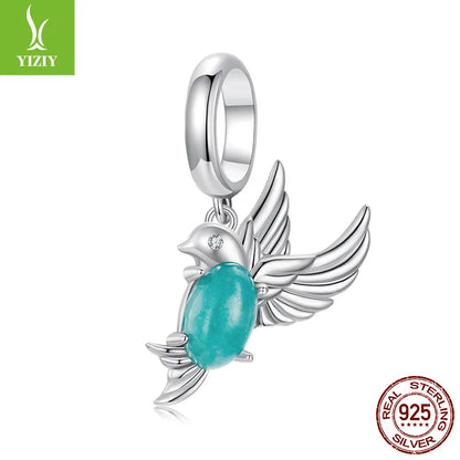 1 Piece 925 Sterling Silver White Gold Plated Butterfly Bird DIY Jewelry Accessories Pendant Beads