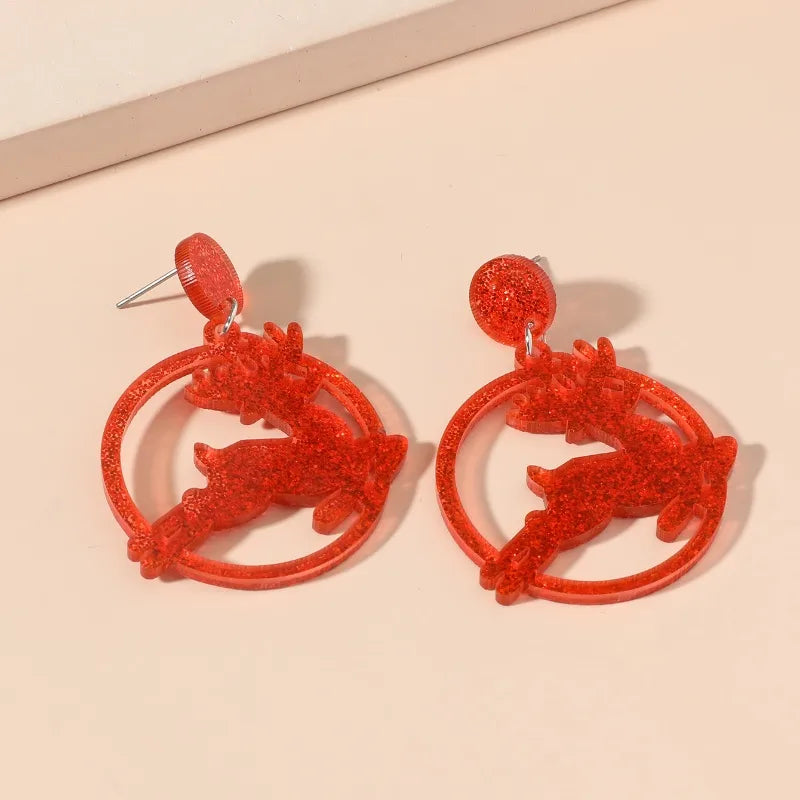 1 Pair Cute Christmas Tree Elk Arylic Drop Earrings