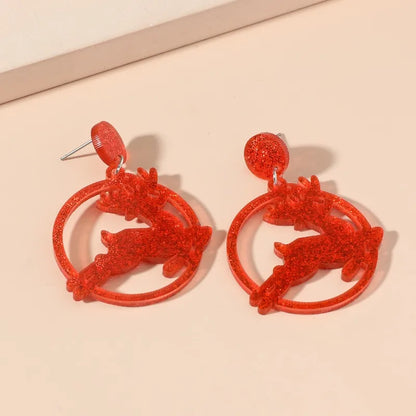 1 Pair Cute Christmas Tree Elk Arylic Drop Earrings