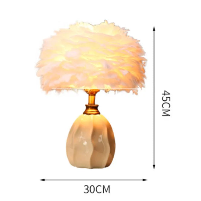 Nordic Feather Table Lamp  Girl Warm Romantic Bedside Lamp Internet Celebrity Homestay Live Room Atmosphere Decorative Table Lamp