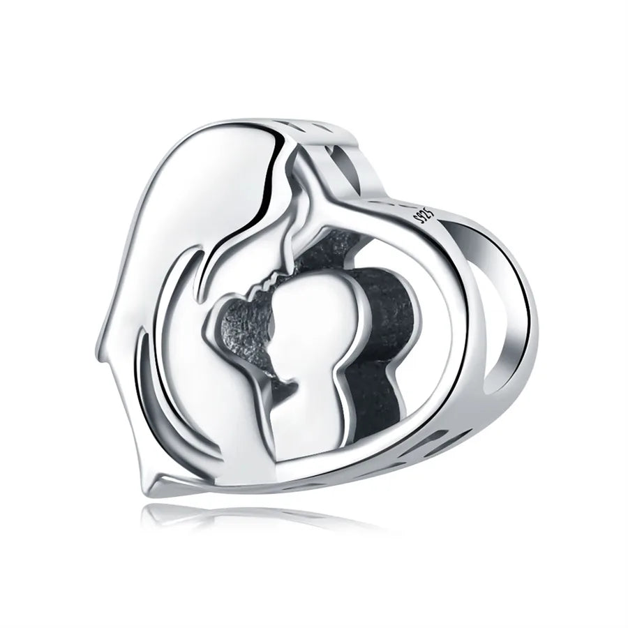 1 Piece 23*14mm 925 Sterling Silver Letter Heart Shape Pendant Beads Jewelry Accessories