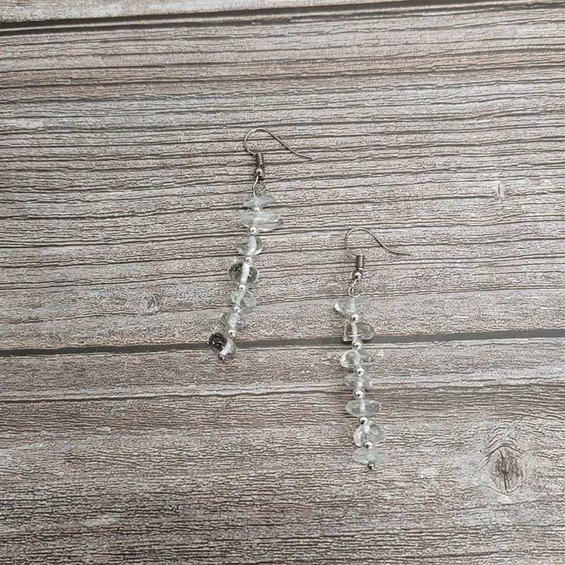 1 pair ethnic style geometric natural stone drop earrings