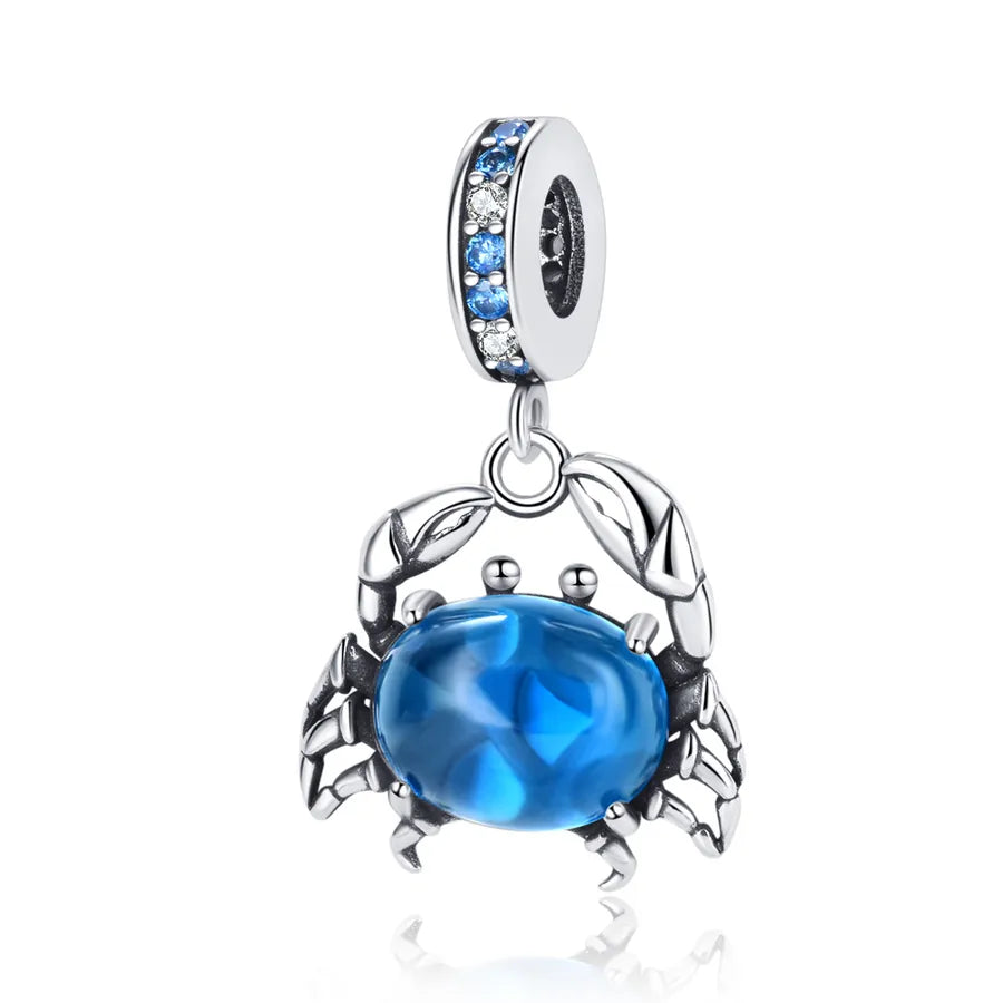 1 Piece 15 * 26mm 925 Sterling Silver Zircon Crab Polished Pendant Jewelry Accessories