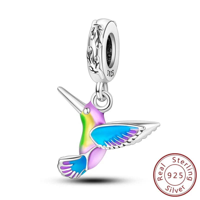 1 Piece 12*11.9mm 925 Sterling Silver Zircon Devil's Eye Bird Pendant Beads Jewelry Accessories