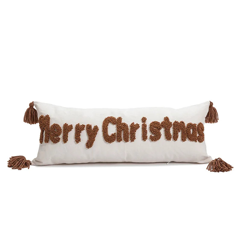 Christmas Trim Embroidered Velvet Pillow Cover Office Chair Cushion Bedroom Bedside Pillow New Arrival Festive Christmas Style