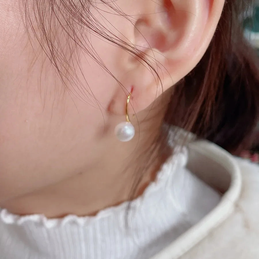 1 Pair Freshwater Pearl Solid Color Earrings