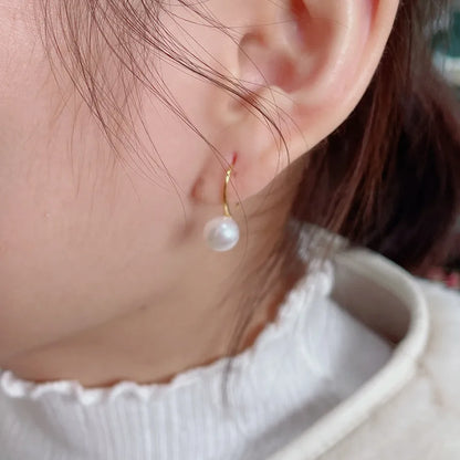 1 Pair Freshwater Pearl Solid Color Earrings
