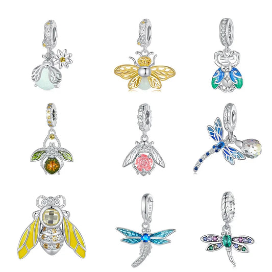 1 Piece 925 Sterling Silver Zircon Insect Dragonfly Pendant Jewelry Accessories