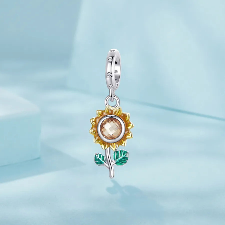 1 Piece 925 Sterling Silver Sunflower Pendant Jewelry Accessories