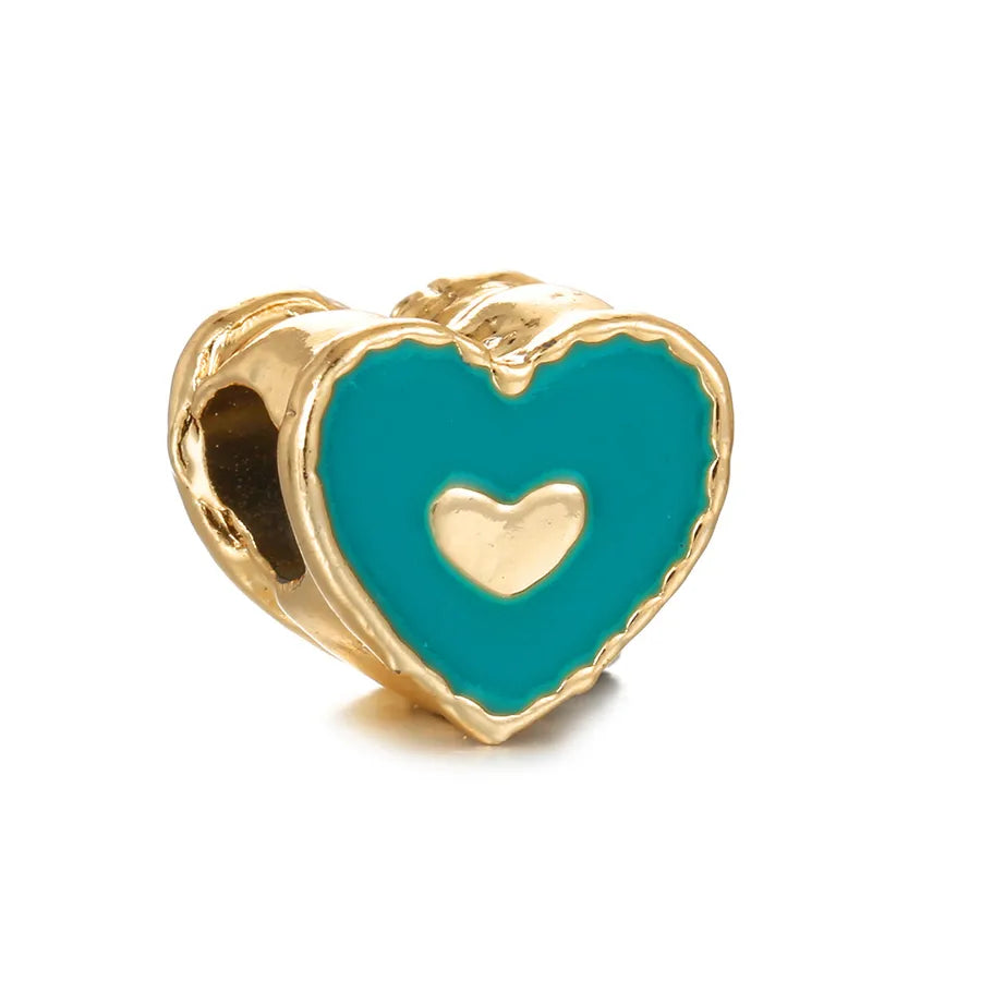 1 Piece 0.93*0.96cm Hole 5~5.9mm Alloy Heart Shape Beads