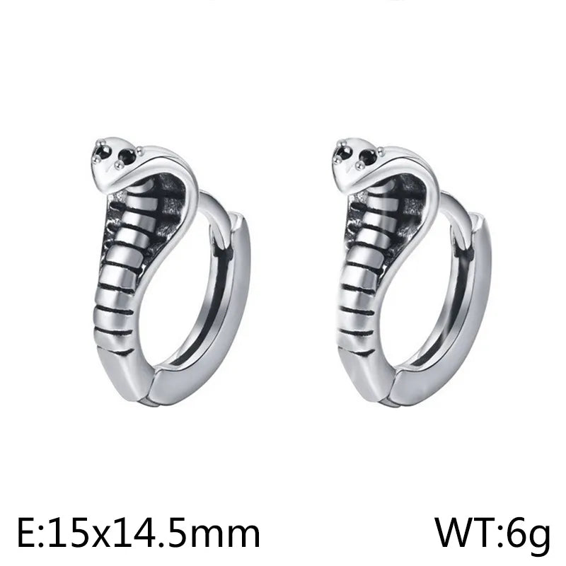 1 pair basic animal titanium steel hoop earrings