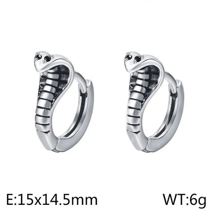 1 pair basic animal titanium steel hoop earrings