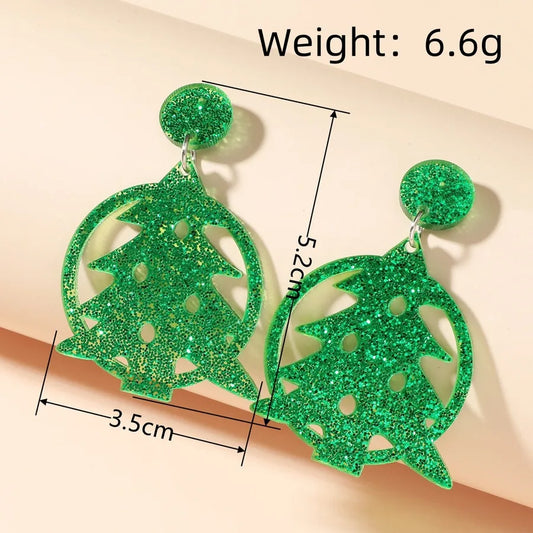 1 Pair Cute Christmas Tree Elk Arylic Drop Earrings