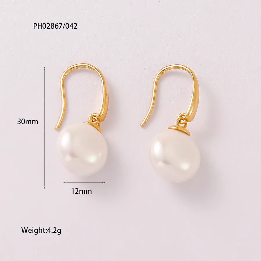 1 Pair Romantic Geometric Freshwater Pearl Copper Pearl 14K Gold Plated Drop Earrings