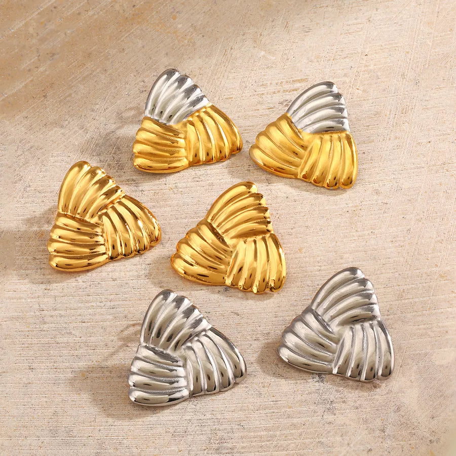 1 Pair Elegant Glam Hip-Hop Triangle 304 Stainless Steel 18K Gold Plated Ear Studs