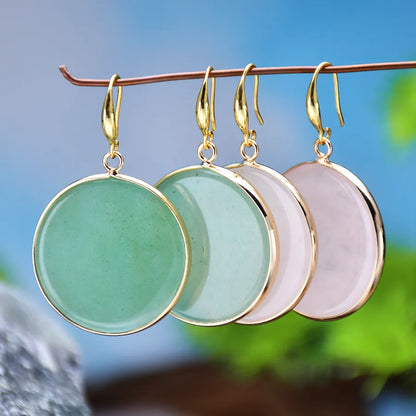 1 Pair Simple Style Round natural stone Drop Earrings