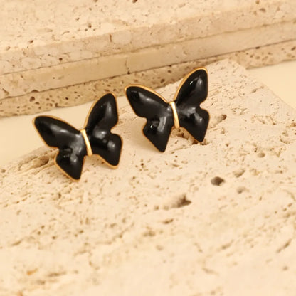 1 Pair IG Style Fairy Style Romantic Leaves Butterfly 304 Stainless Steel Ear Studs