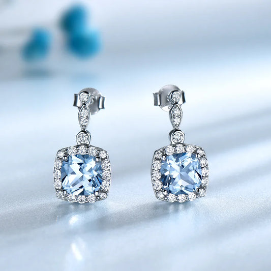 1 Pair 925 Sterling Silver Round Rhodium Plated Drop Earrings