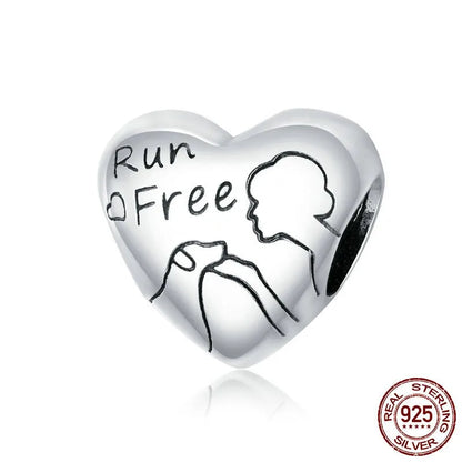 1 Piece 925 Sterling Silver Zircon Human Letter Heart Shape Polished Beads Jewelry Accessories