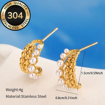 1 Pair Retro Classic Style Round 304 Stainless Steel Ear Studs