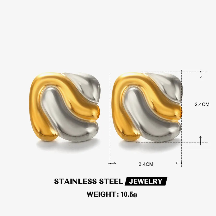 1 Pair Elegant Glam Hip-Hop Square 304 Stainless Steel 18K Gold Plated Ear Studs