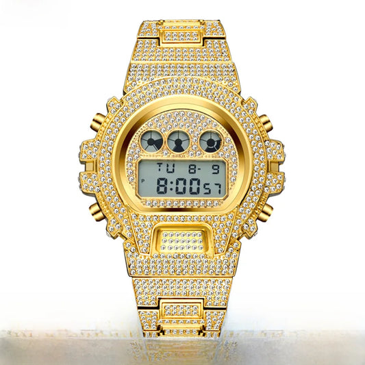 MISSFOX Japan Diamond Multi-function Fashion Electronic Watch High-end Full Diamond Waterproof Men's Watch Factory Outlet