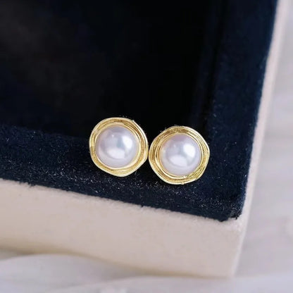 1 Pair Freshwater pearl earrings Pearl Ear Studs