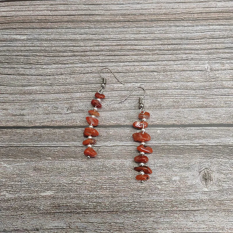 1 pair ethnic style geometric natural stone drop earrings